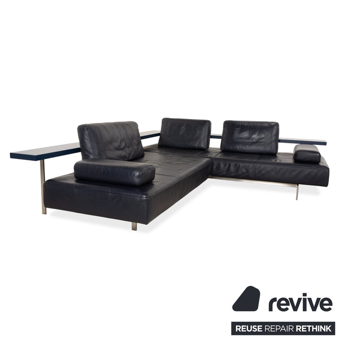 Canapé d'angle en cuir Rolf Benz Dono 6100 bleu foncé - Fonctionnement manuel