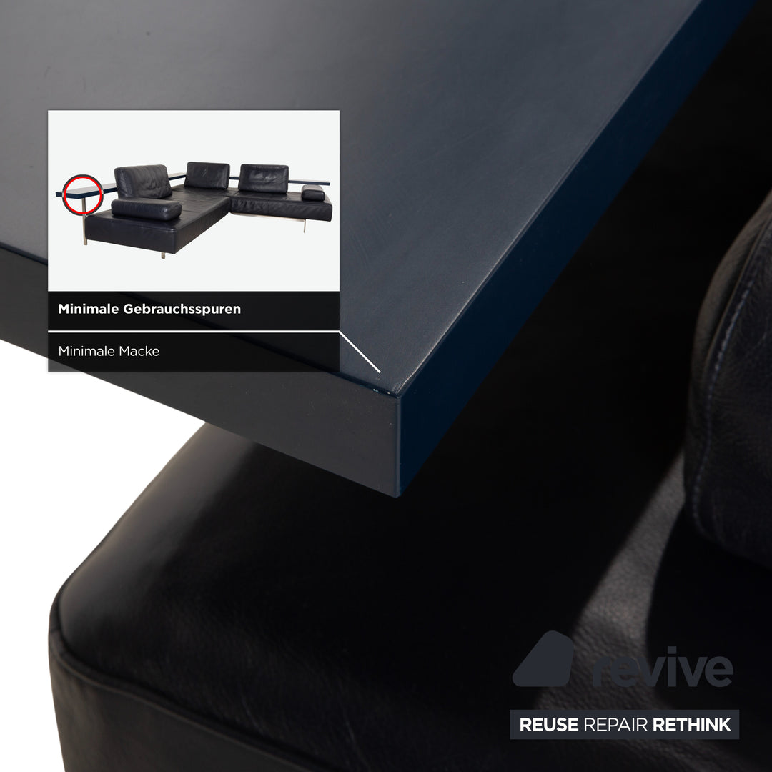 Canapé d'angle en cuir Rolf Benz Dono 6100 bleu foncé - Fonctionnement manuel