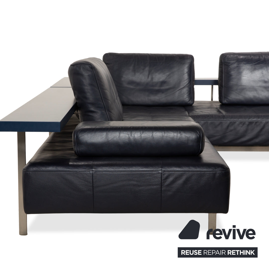 Canapé d'angle en cuir Rolf Benz Dono 6100 bleu foncé - Fonctionnement manuel