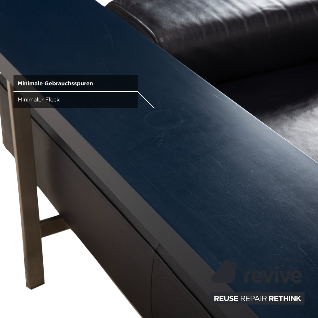 Canapé d'angle en cuir Rolf Benz Dono 6100 bleu foncé - Fonctionnement manuel