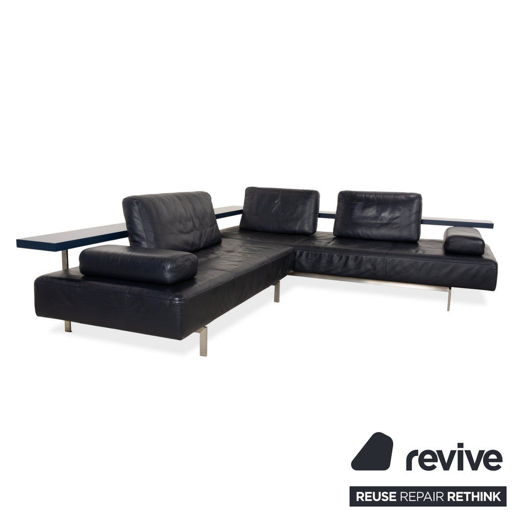 Canapé d'angle en cuir Rolf Benz Dono 6100 bleu foncé - Fonctionnement manuel