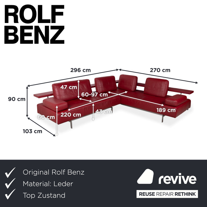 Rolf Benz Dono 6100 Leder Ecksofa Rot Sofa Couch manuelle Funktion