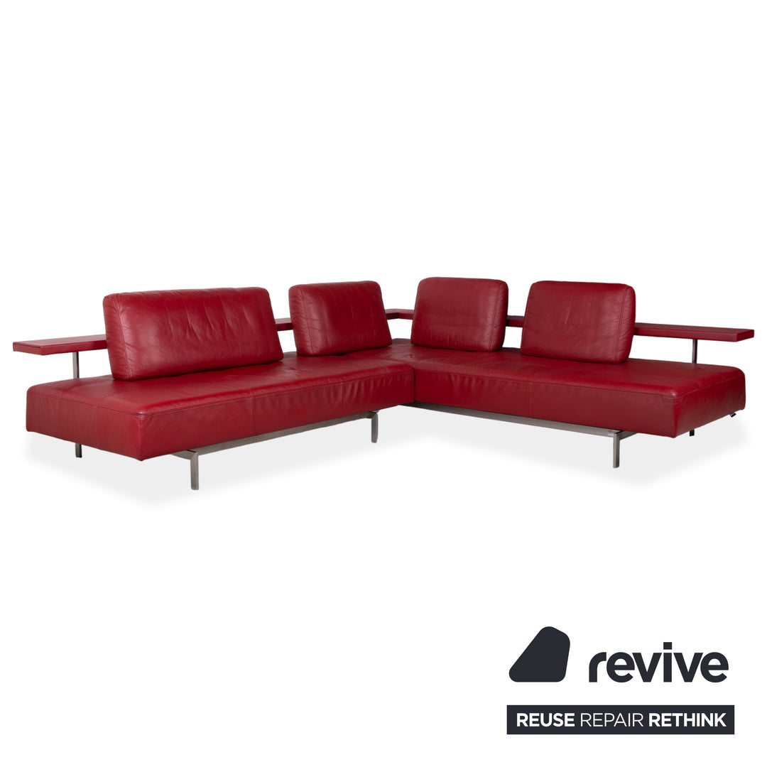 Rolf Benz Dono 6100 Leder Ecksofa Rot Sofa Couch manuelle Funktion