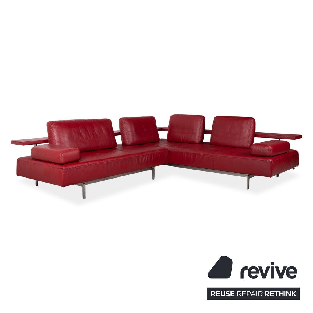 Rolf Benz Dono 6100 Leder Ecksofa Rot Sofa Couch manuelle Funktion