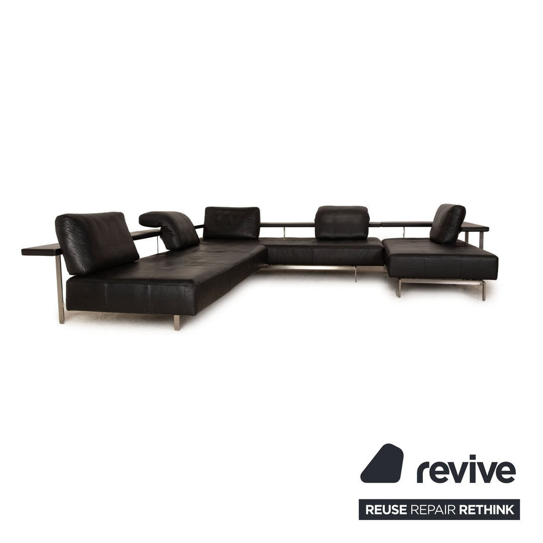 Rolf Benz Dono 6100 Leder Ecksofa Schwarz Sofa Couch Manuelle Funktion Recamiere Rechts