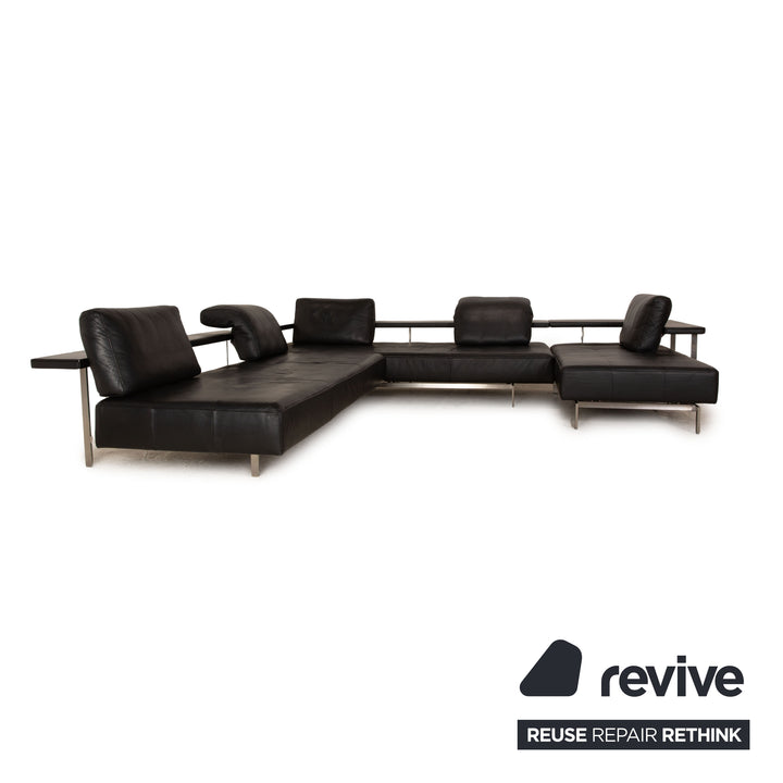Rolf Benz Dono 6100 Leder Ecksofa Schwarz Sofa Couch Manuelle Funktion Recamiere Rechts