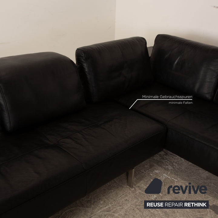 Rolf Benz Dono 6100 Leder Ecksofa Schwarz Sofa Couch Manuelle Funktion Recamiere Rechts