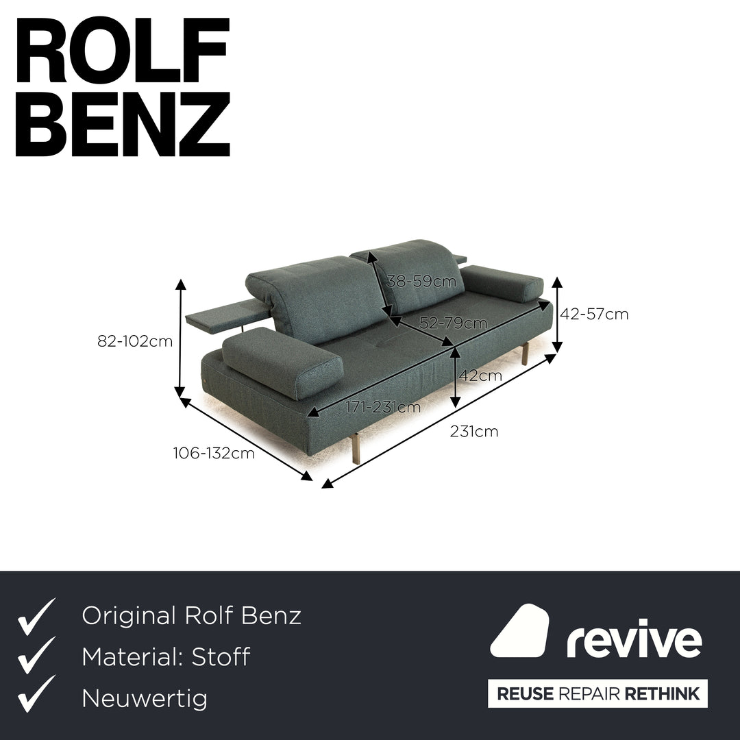 Rolf Benz Dono 6100 Fabric Three Seater Blue Sofa Couch