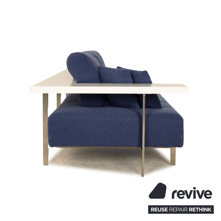 Rolf Benz Dono 6100 fabric three-seater blue sofa couch manual function