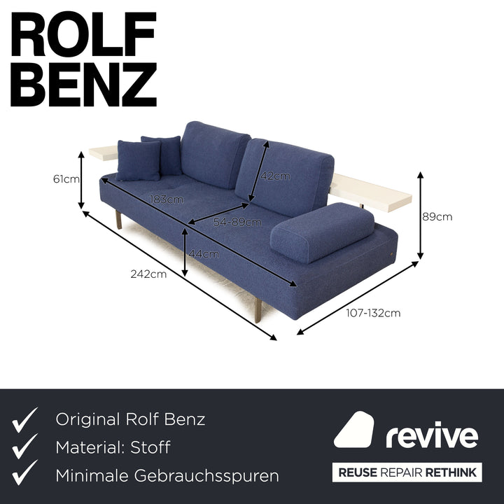 Rolf Benz Dono 6100 Stoff Dreisitzer Blau Sofa Couch manuelle Funktion
