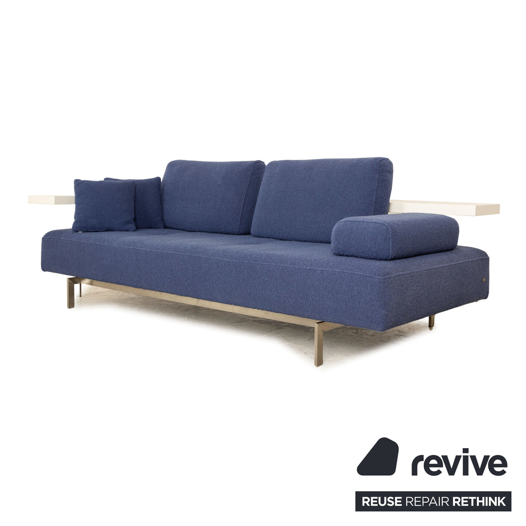 Rolf Benz Dono 6100 fabric three-seater blue sofa couch manual function