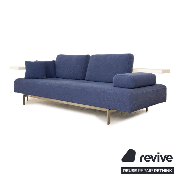 Rolf Benz Dono 6100 fabric three-seater blue sofa couch manual function