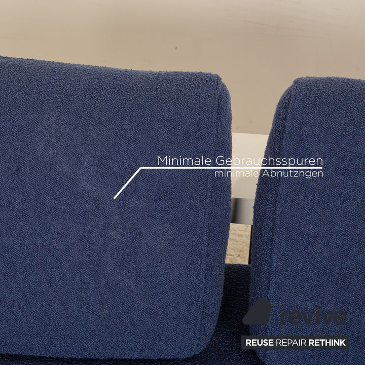 Rolf Benz Dono 6100 fabric three-seater blue sofa couch manual function