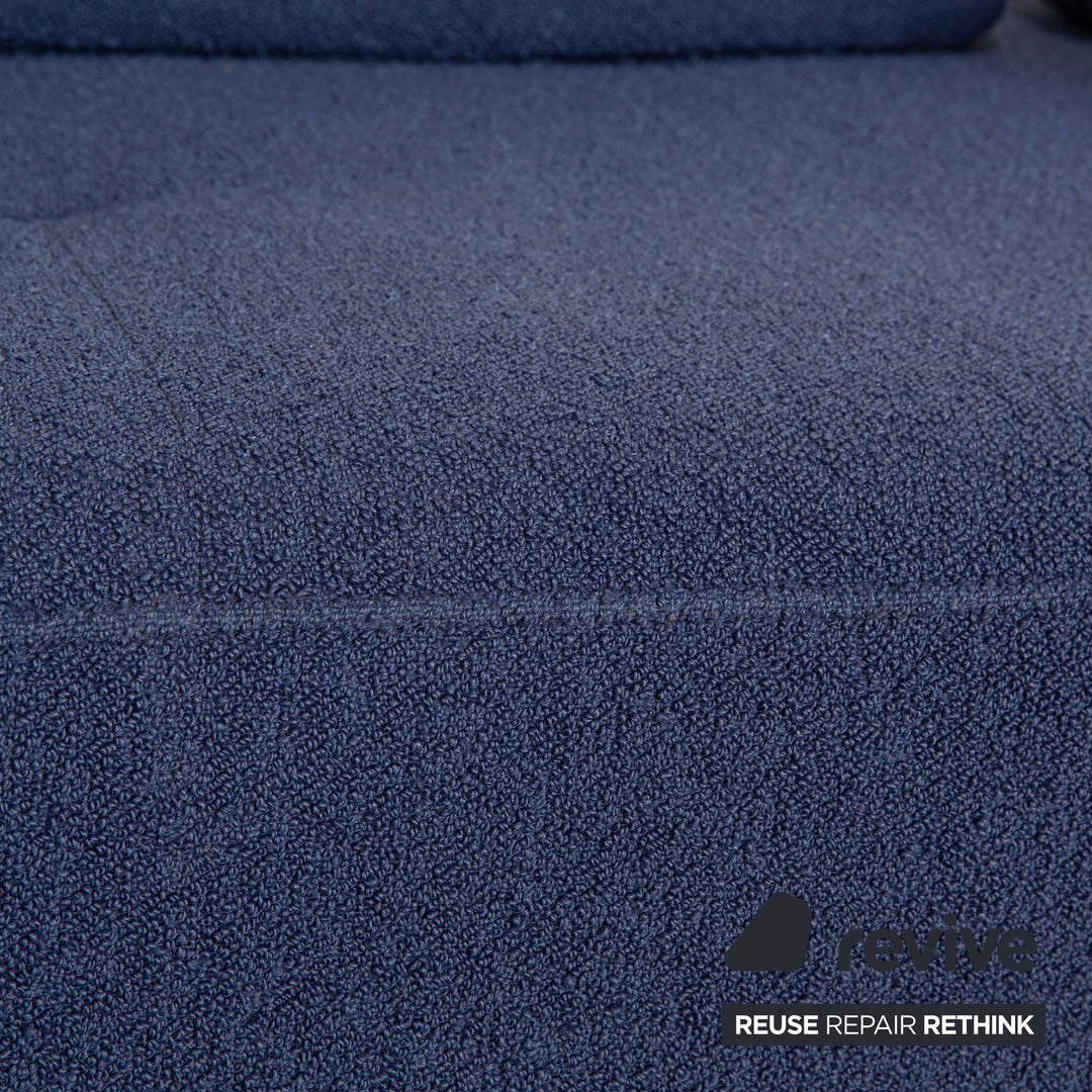 Rolf Benz Dono 6100 fabric three-seater blue sofa couch manual function