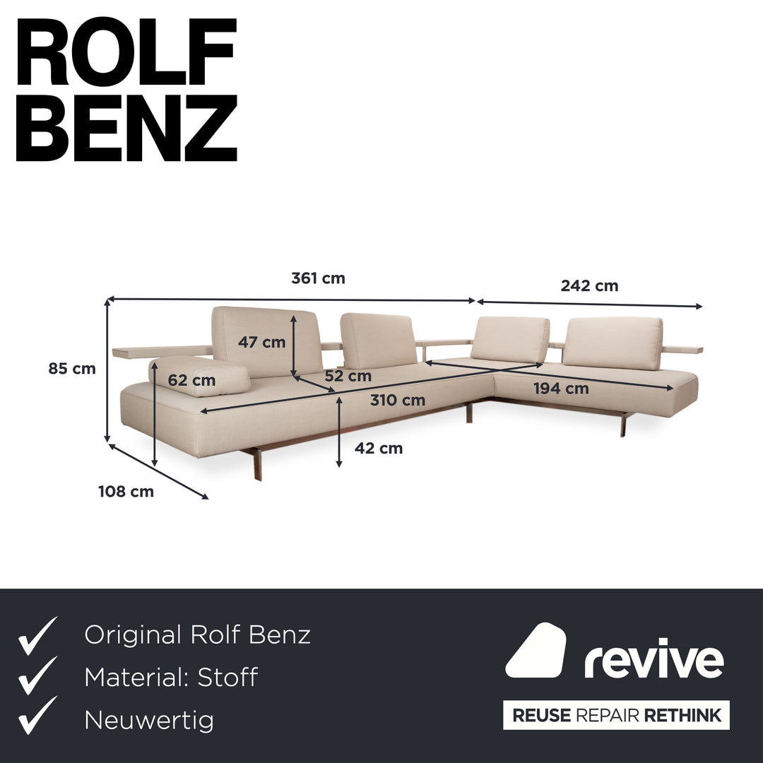 Rolf Benz Dono 6100 Stoff Ecksofa Creme Beige Recamiere rechts Sofa Couch