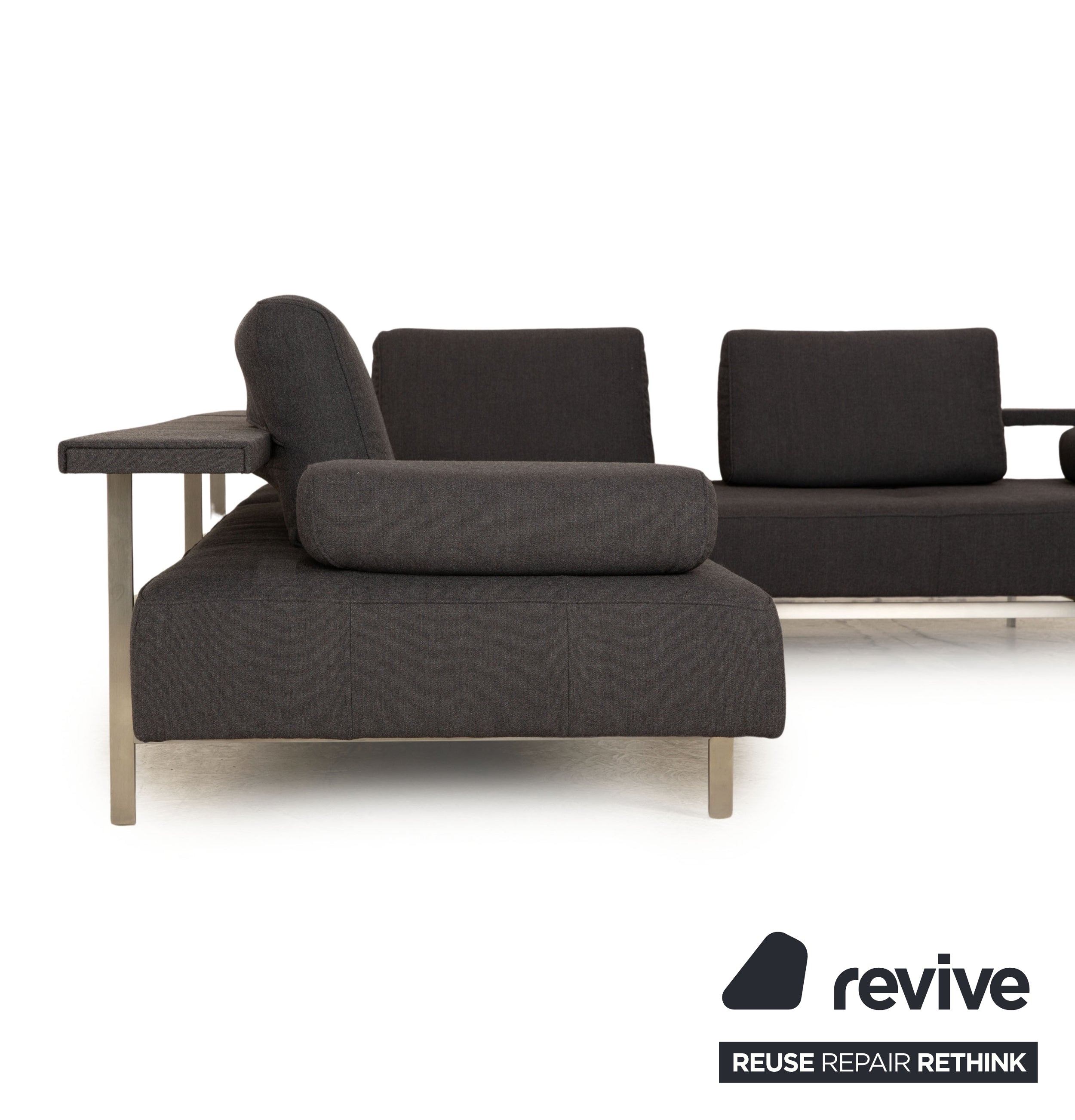 Rolf Benz Dono 6100 Stoff Ecksofa Grau Recamiere Rechts Neubezug