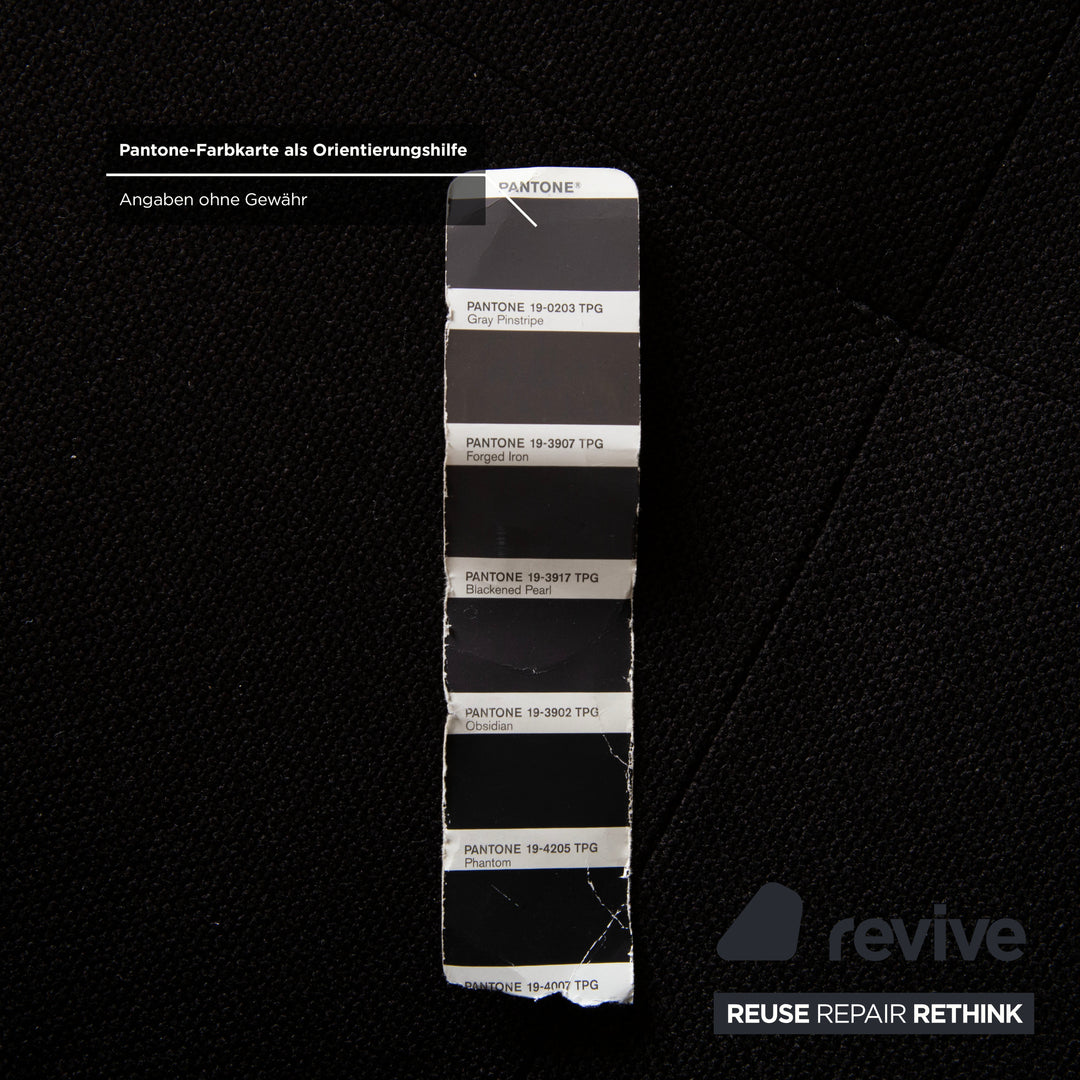 Rolf Benz Dono 6100 sofá esquinero de tela negro, madera marrón, función manual, retapizado VIVO 663