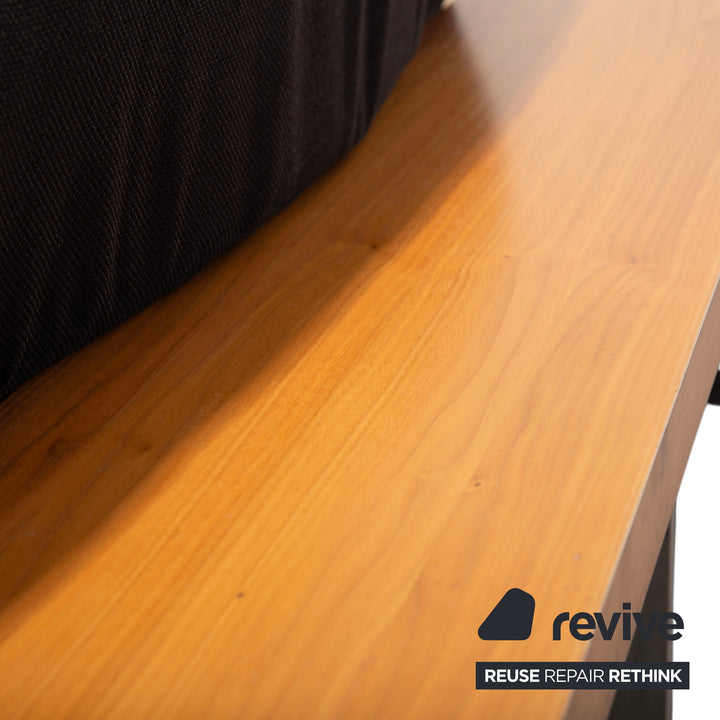 Rolf Benz Dono 6100 sofá esquinero de tela negro, madera marrón, función manual, retapizado VIVO 663
