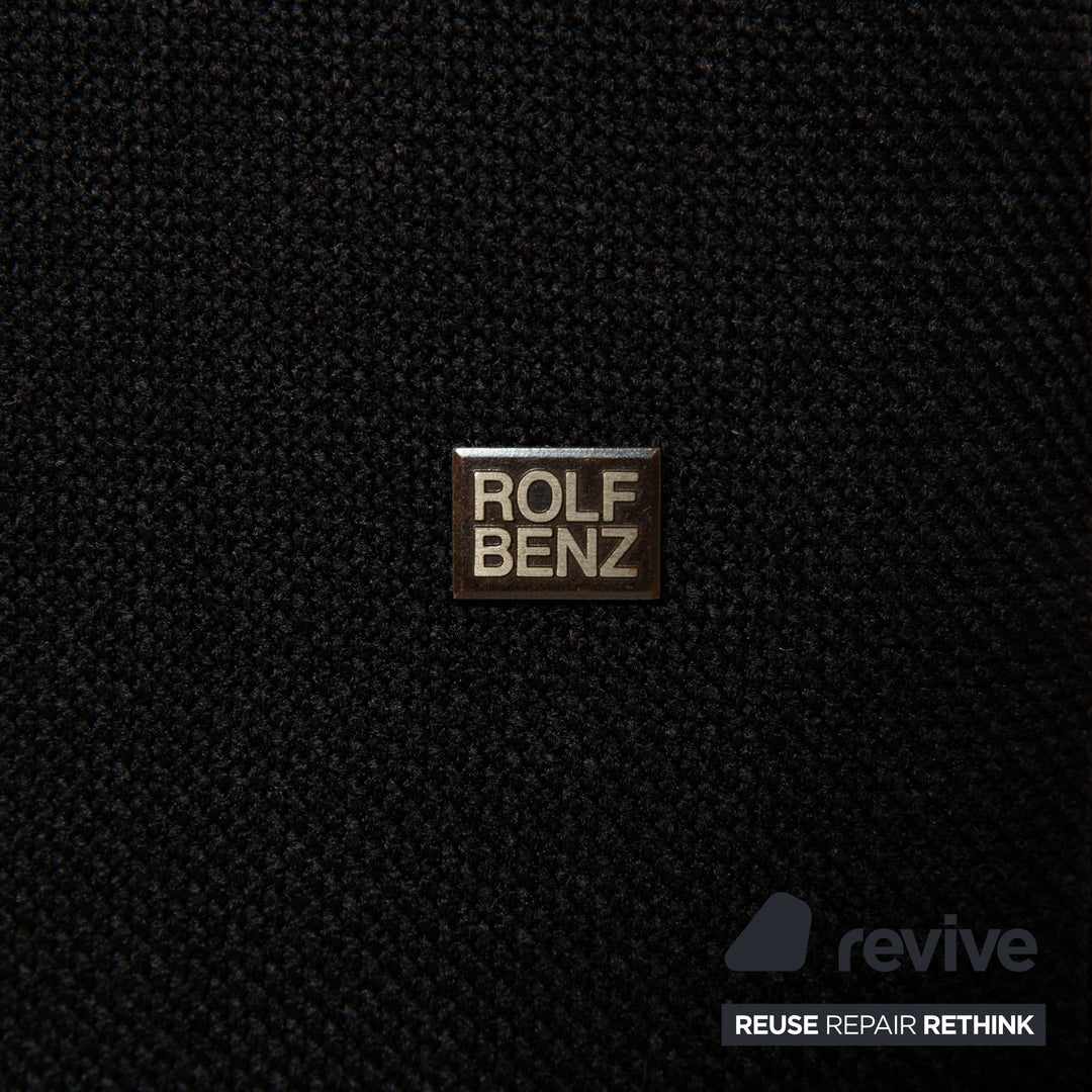 Rolf Benz Dono 6100 sofá esquinero de tela negro, madera marrón, función manual, retapizado VIVO 663