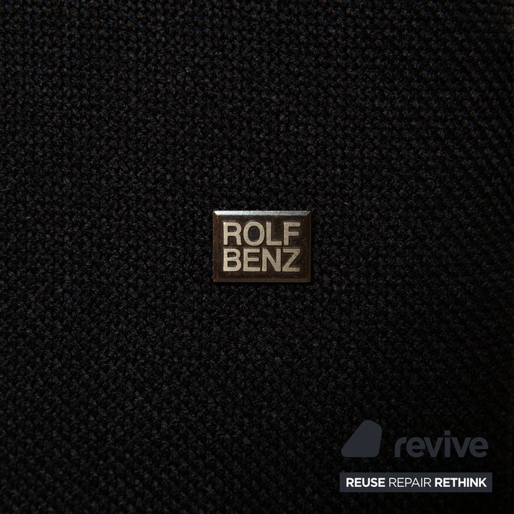 Rolf Benz Dono 6100 sofá esquinero de tela negro, madera marrón, función manual, retapizado VIVO 663