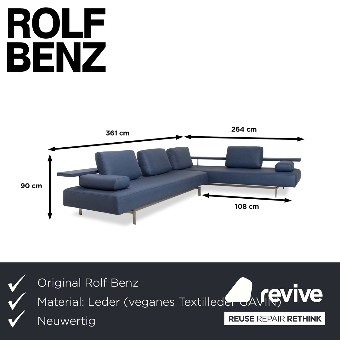 Rolf Benz Dono 6100 vegan leather corner sofa blue sofa couch new cover
