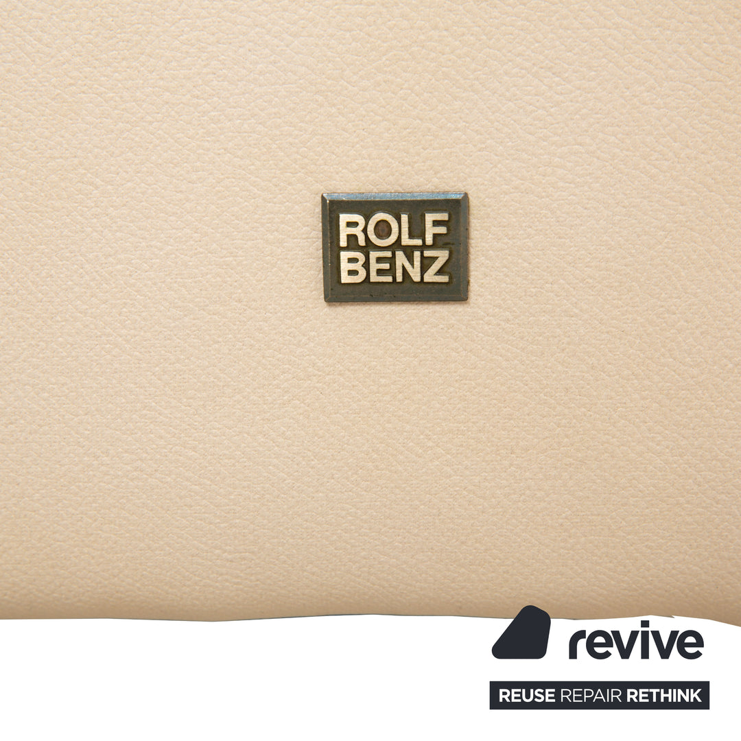 Canapé d'angle Rolf Benz Dono 6100 en cuir végan, couleur crème, fonction manuelle, retapissé