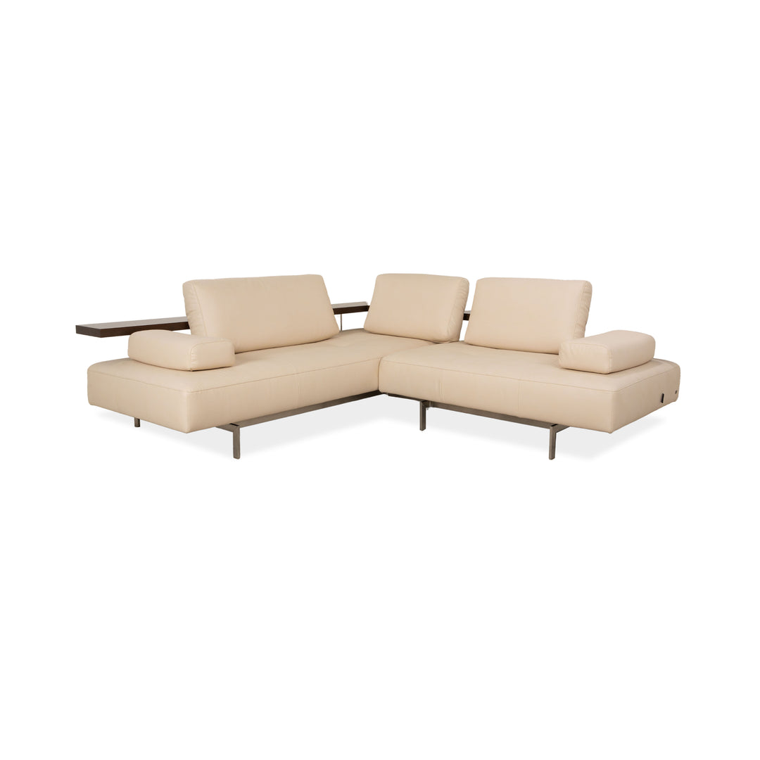 Rolf Benz Dono 6100 veganes Leder Ecksofa Creme Sofa Couch manuelle Funktion Neubezug