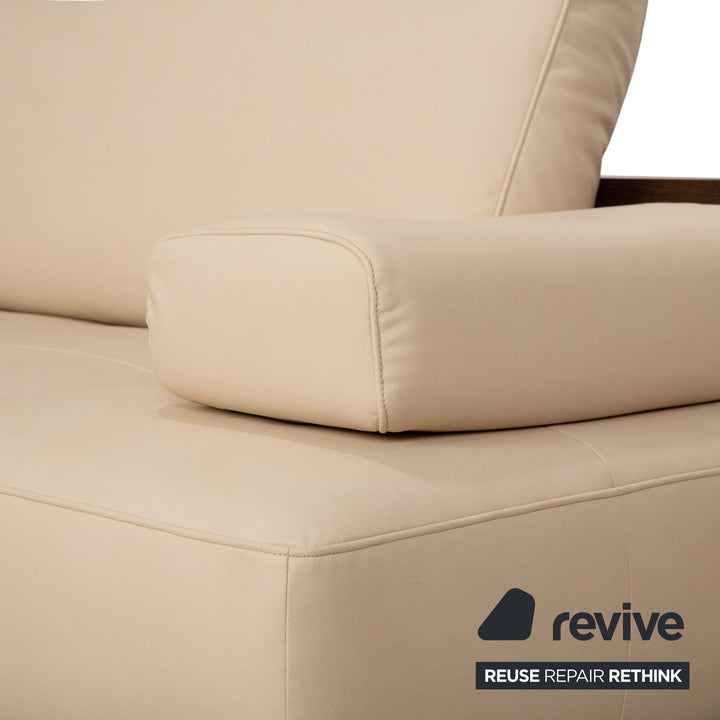 Rolf Benz Dono 6100 vegan leather corner sofa, cream sofa, couch, manual function, reupholstered