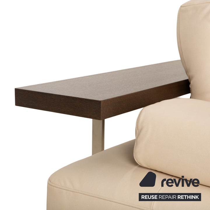 Rolf Benz Dono 6100 vegan leather corner sofa, cream sofa, couch, manual function, reupholstered