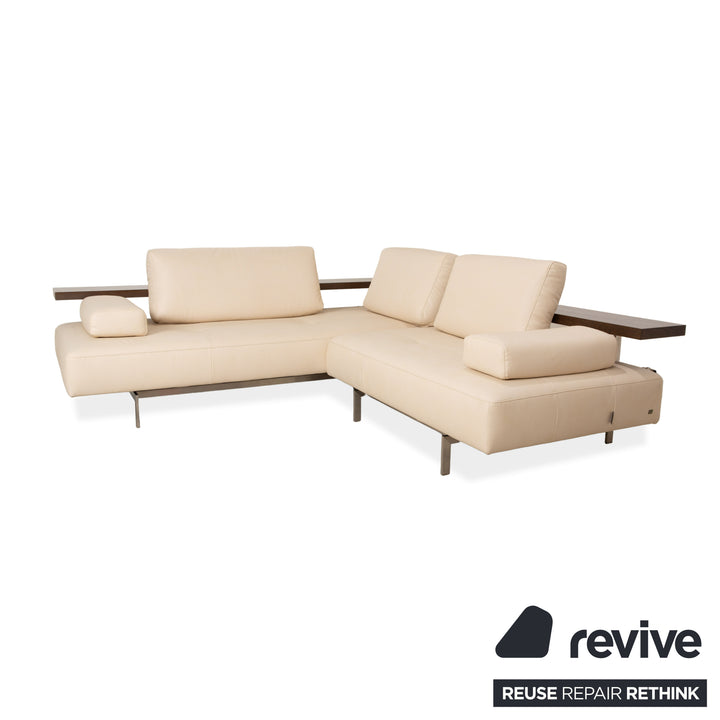 Rolf Benz Dono 6100 veganes Leder Ecksofa Creme Sofa Couch manuelle Funktion Neubezug