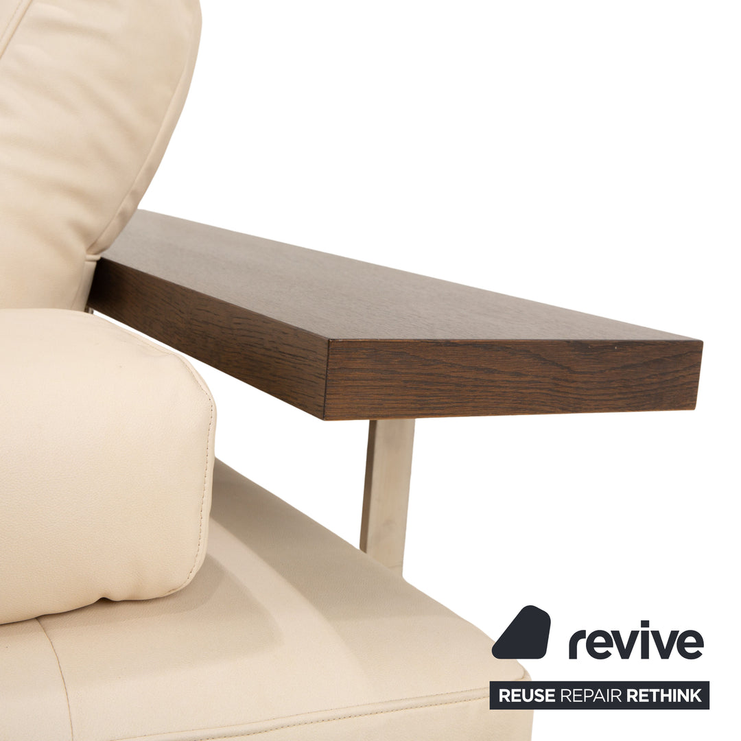 Rolf Benz Dono 6100 vegan leather corner sofa, cream sofa, couch, manual function, reupholstered