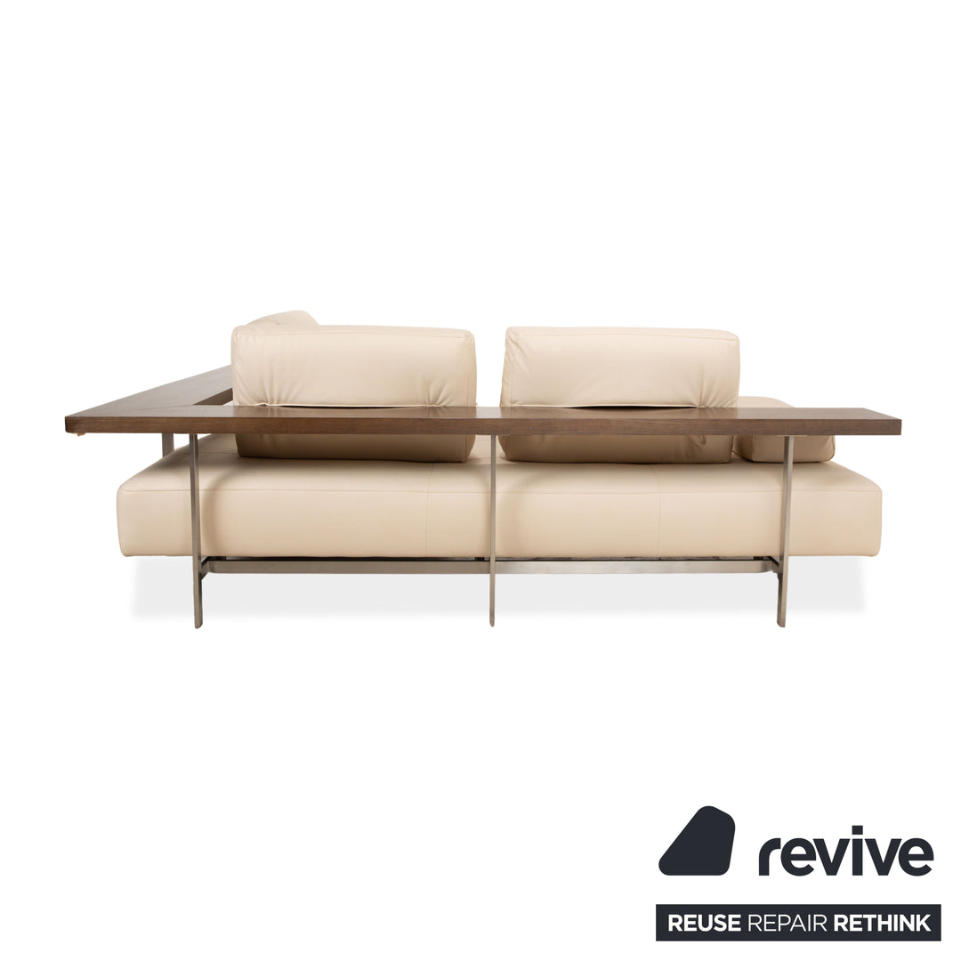 Rolf Benz Dono 6100 vegan leather corner sofa, cream sofa, couch, manual function, reupholstered