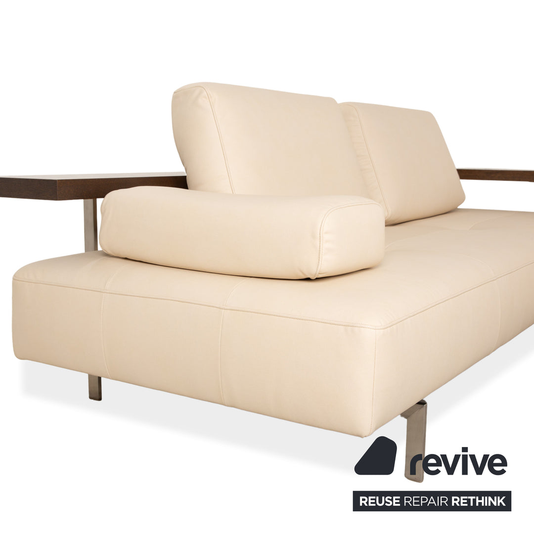 Rolf Benz Dono 6100 veganes Leder Ecksofa Creme Sofa Couch manuelle Funktion Neubezug