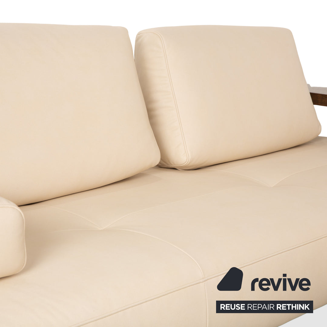 Rolf Benz Dono 6100 veganes Leder Ecksofa Creme Sofa Couch manuelle Funktion Neubezug