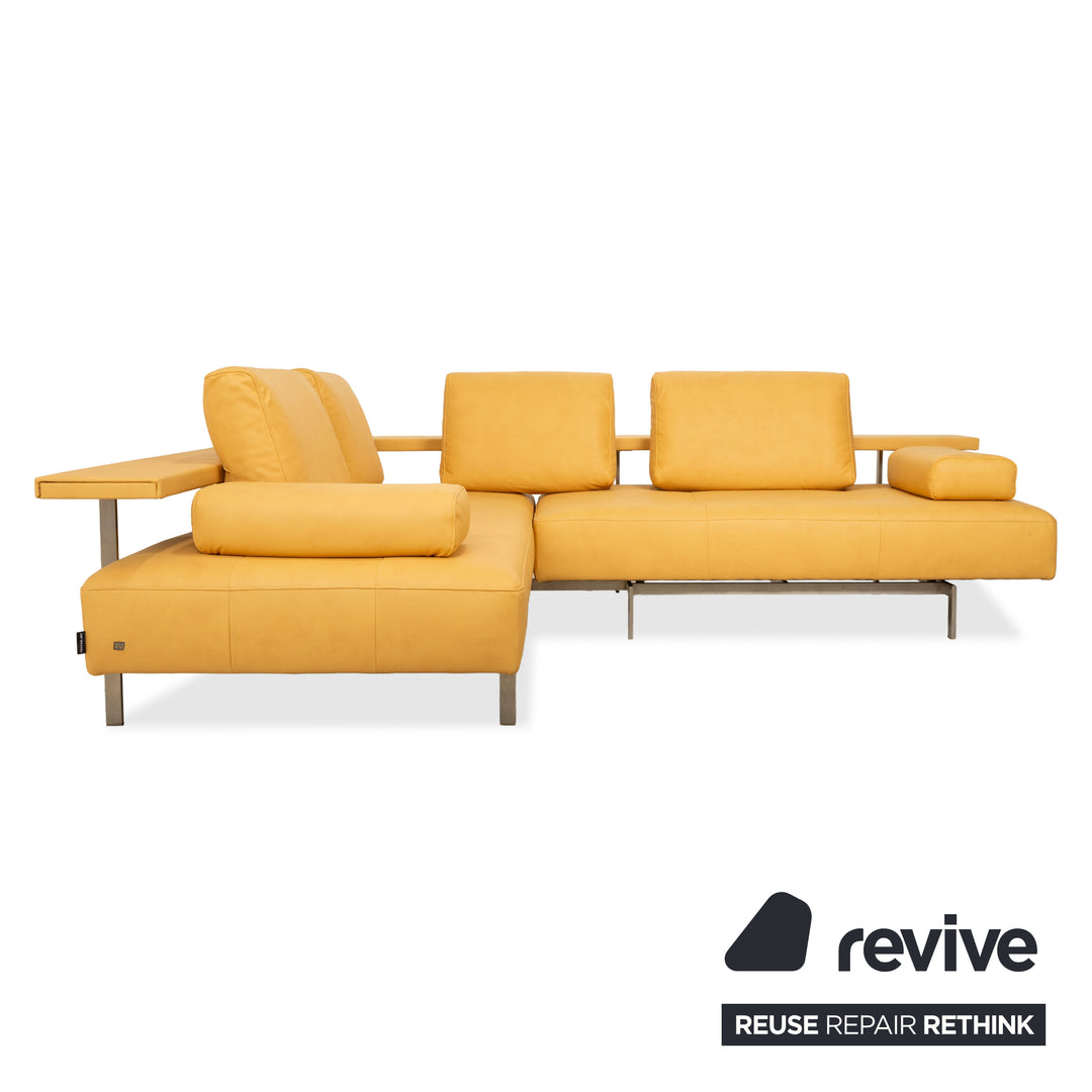 Rolf Benz Dono 6100 vegan leather corner sofa, yellow mango, reupholstered GAVIN 106 sofa couch