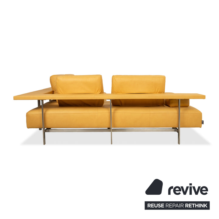 Rolf Benz Dono 6100 vegan leather corner sofa, yellow mango, reupholstered GAVIN 106 sofa couch