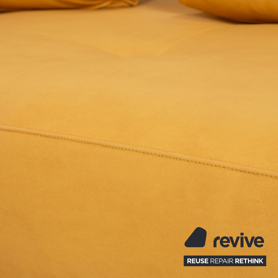 Rolf Benz Dono 6100 vegan leather corner sofa, yellow mango, reupholstered GAVIN 106 sofa couch