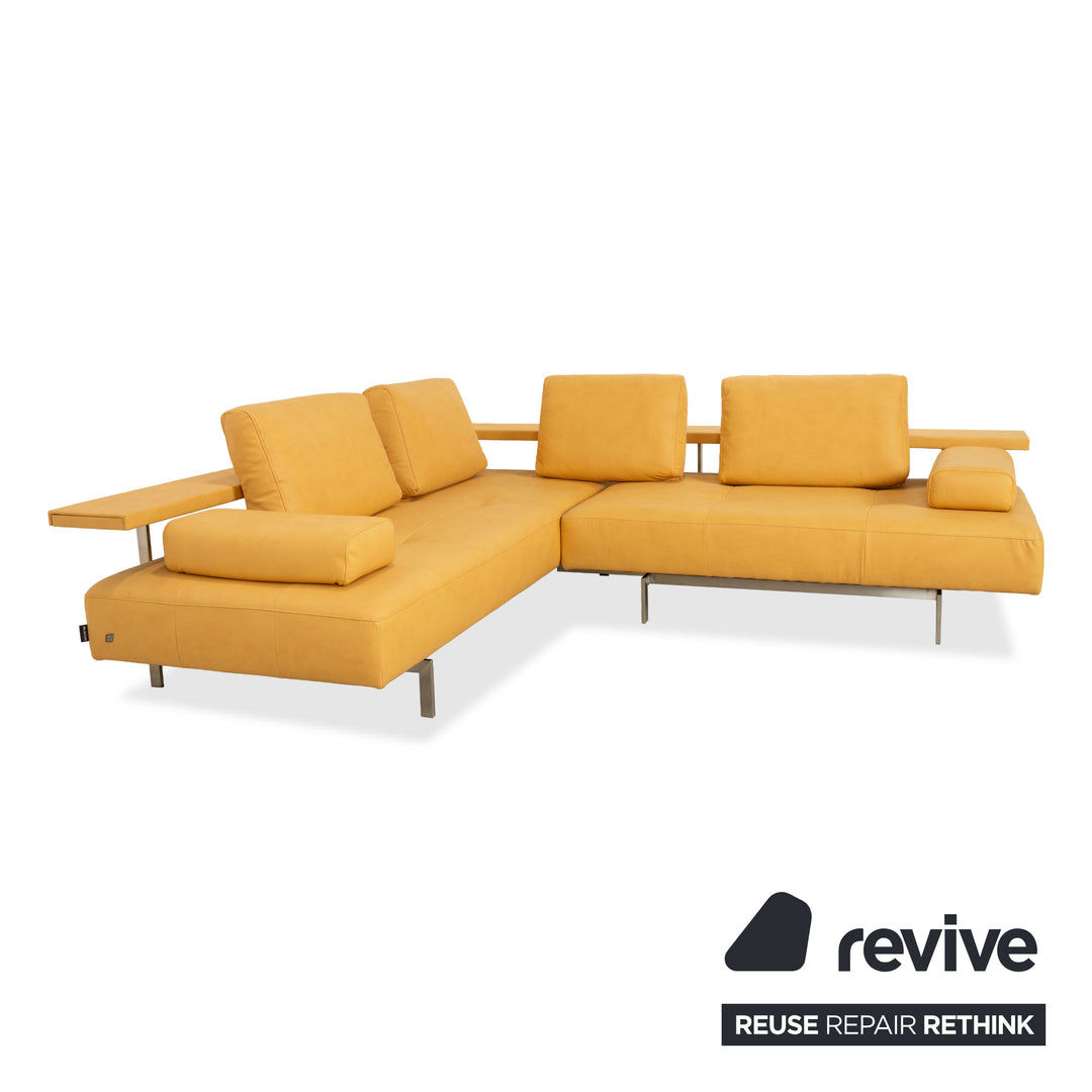 Rolf Benz Dono 6100 vegan leather corner sofa, yellow mango, reupholstered GAVIN 106 sofa couch