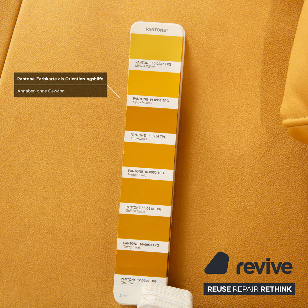 Canapé d'angle Rolf Benz Dono 6100 en cuir végan, jaune mangue, canapé GAVIN 106 retapissé