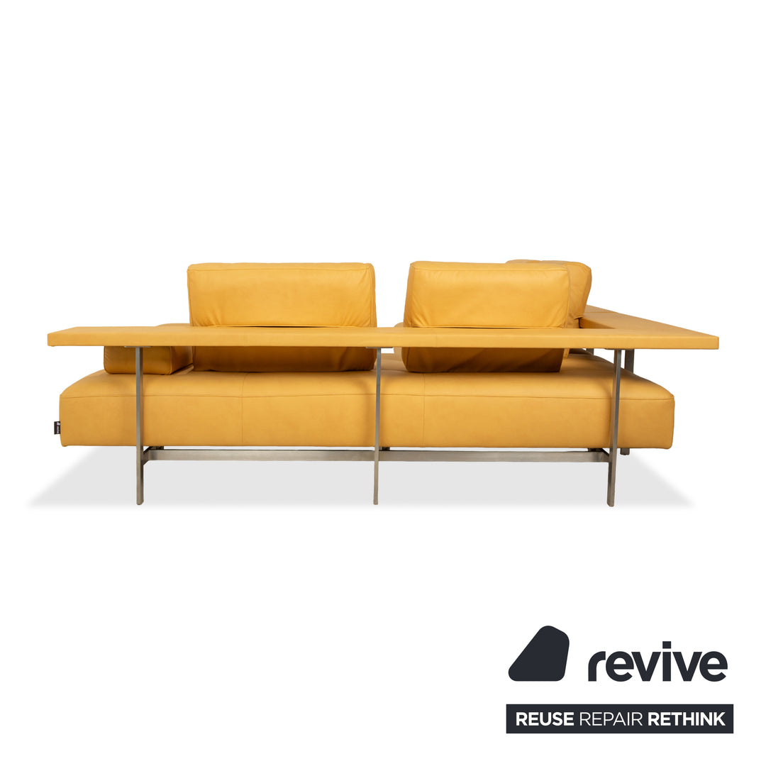 Canapé d'angle Rolf Benz Dono 6100 en cuir végan, jaune mangue, canapé GAVIN 106 retapissé