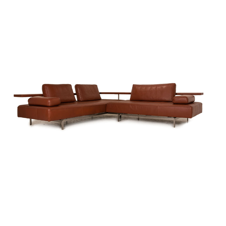 Rolf Benz Dono leather corner sofa brown sofa couch recamier left