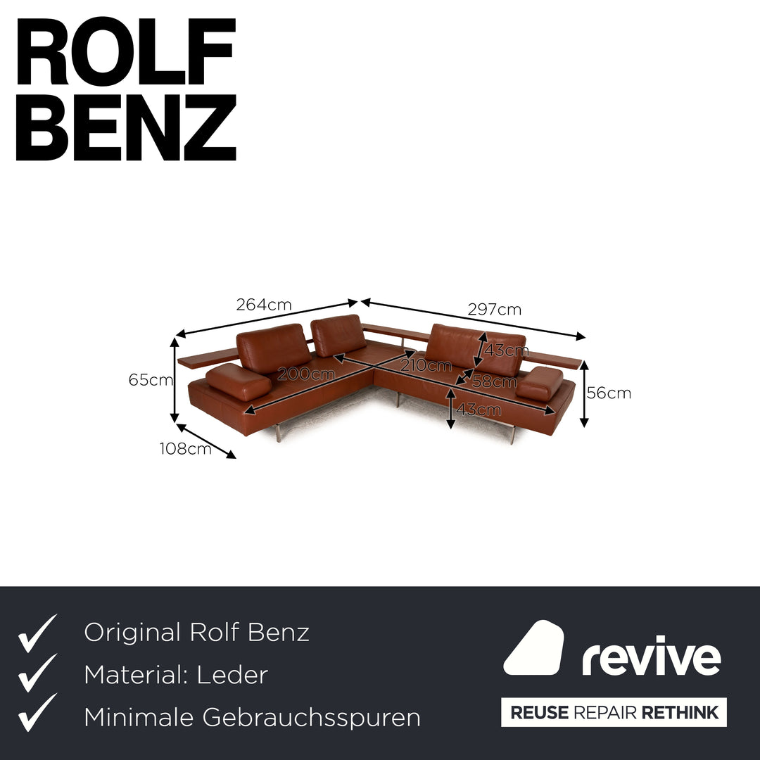 Rolf Benz Dono leather corner sofa brown sofa couch recamier left