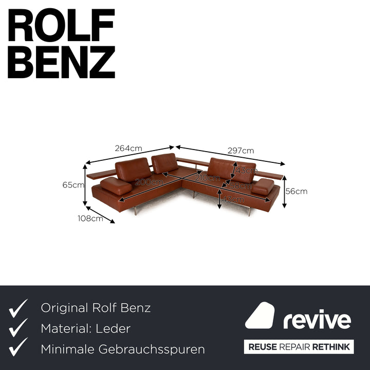 Rolf Benz Dono leather corner sofa brown sofa couch recamier left