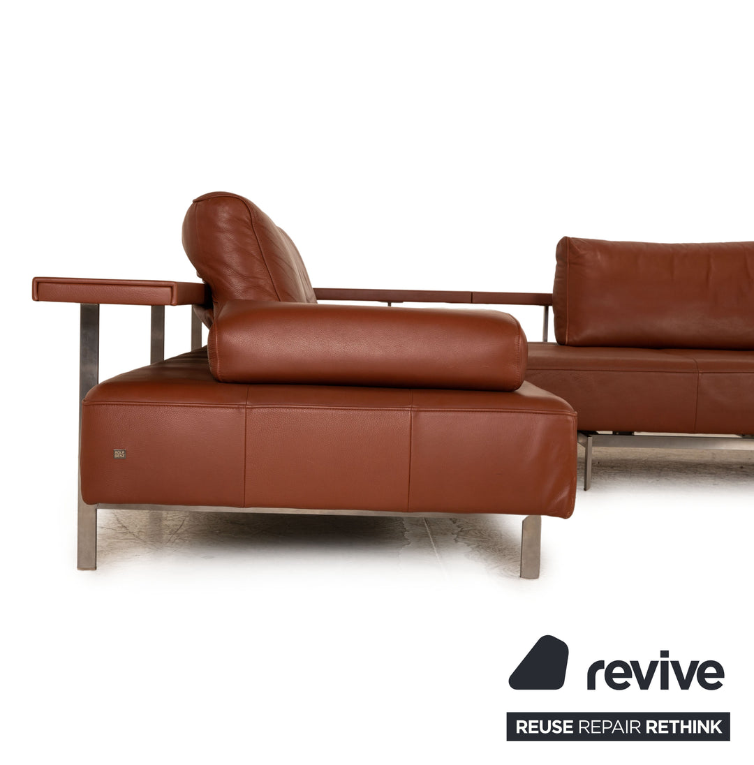 Rolf Benz Dono leather corner sofa brown sofa couch recamier left