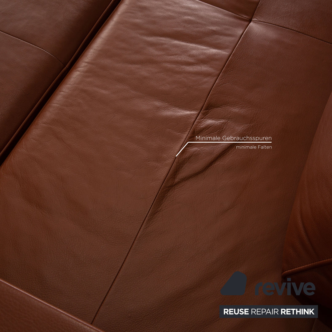 Rolf Benz Dono leather corner sofa brown sofa couch recamier left