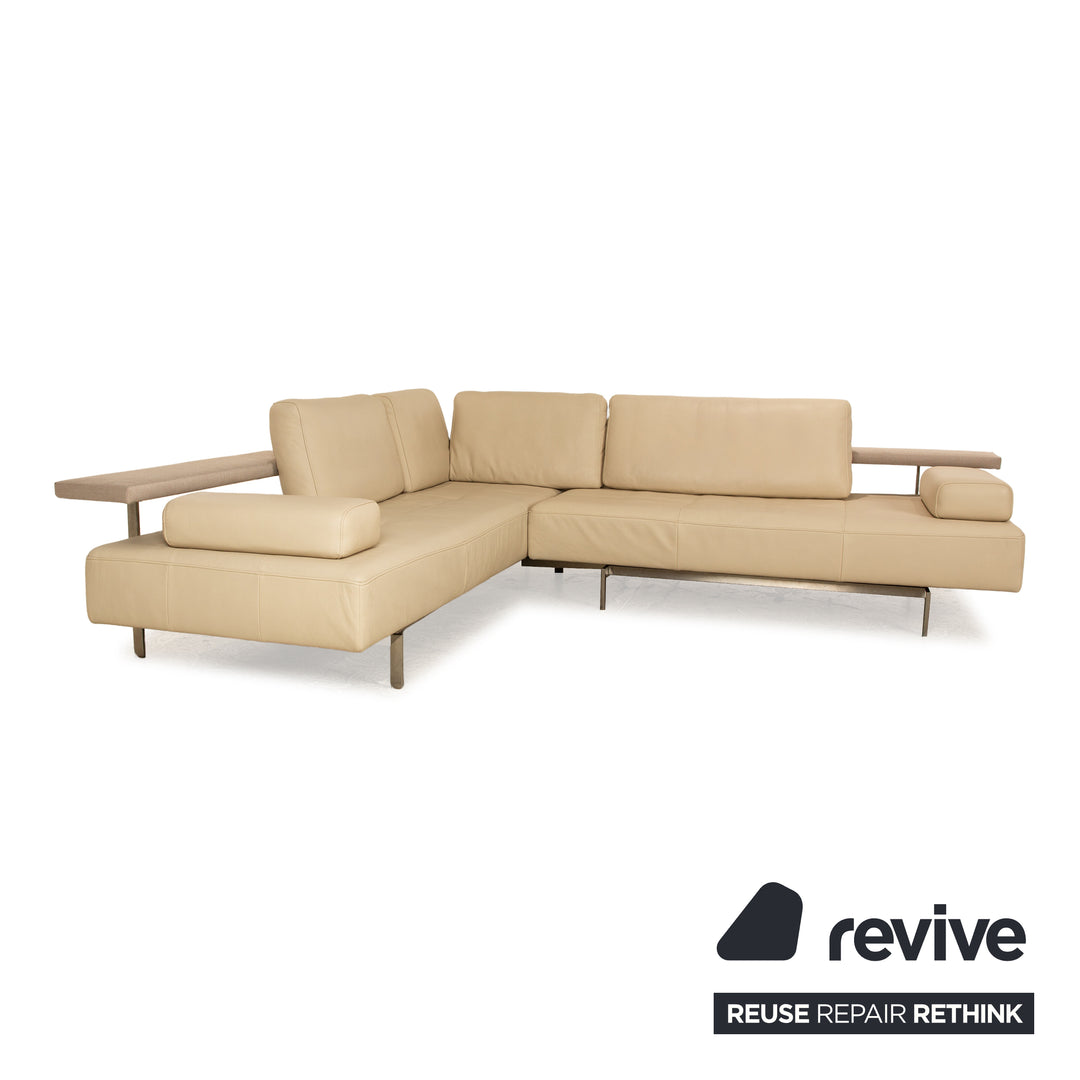 Rolf Benz Dono Leder Ecksofa Creme Sofa Couch Recamiere links manuelle Funktion