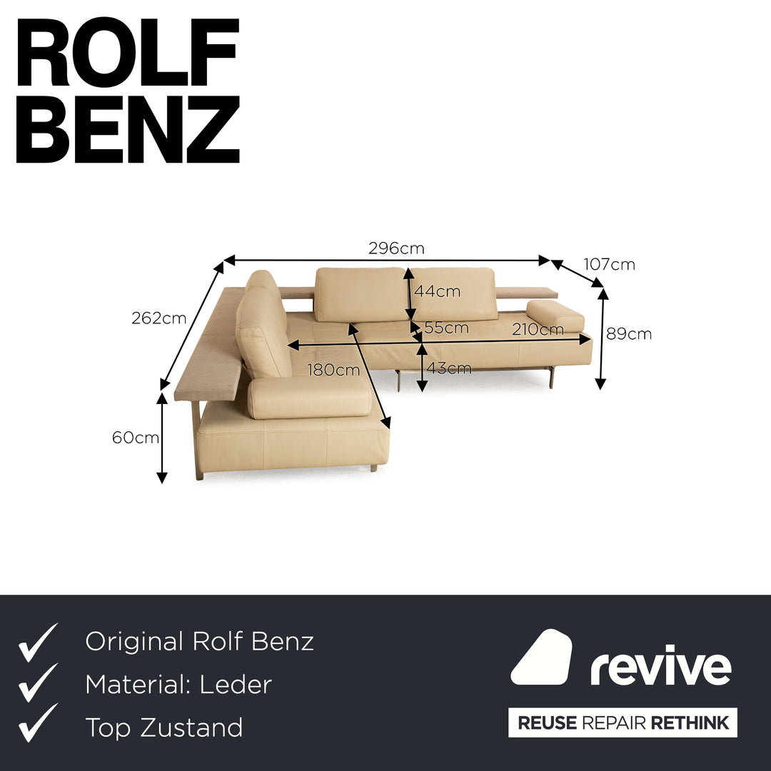 Rolf Benz Dono Leder Ecksofa Creme Sofa Couch Recamiere links manuelle Funktion