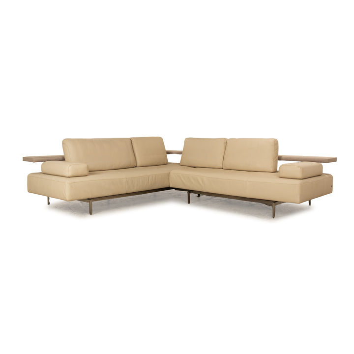 Rolf Benz Dono Leder Ecksofa Creme Sofa Couch Recamiere links manuelle Funktion