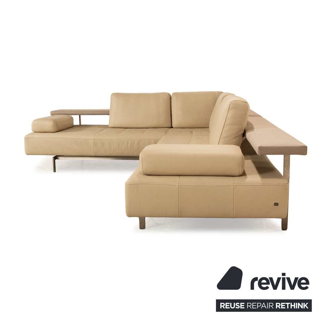 Rolf Benz Dono Leder Ecksofa Creme Sofa Couch Recamiere links manuelle Funktion