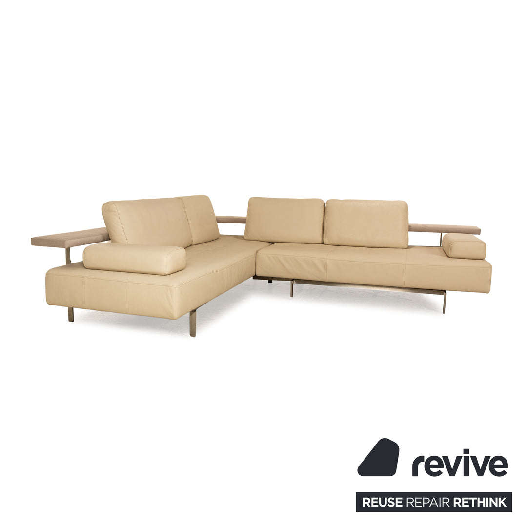 Rolf Benz Dono Leder Ecksofa Creme Sofa Couch Recamiere links manuelle Funktion